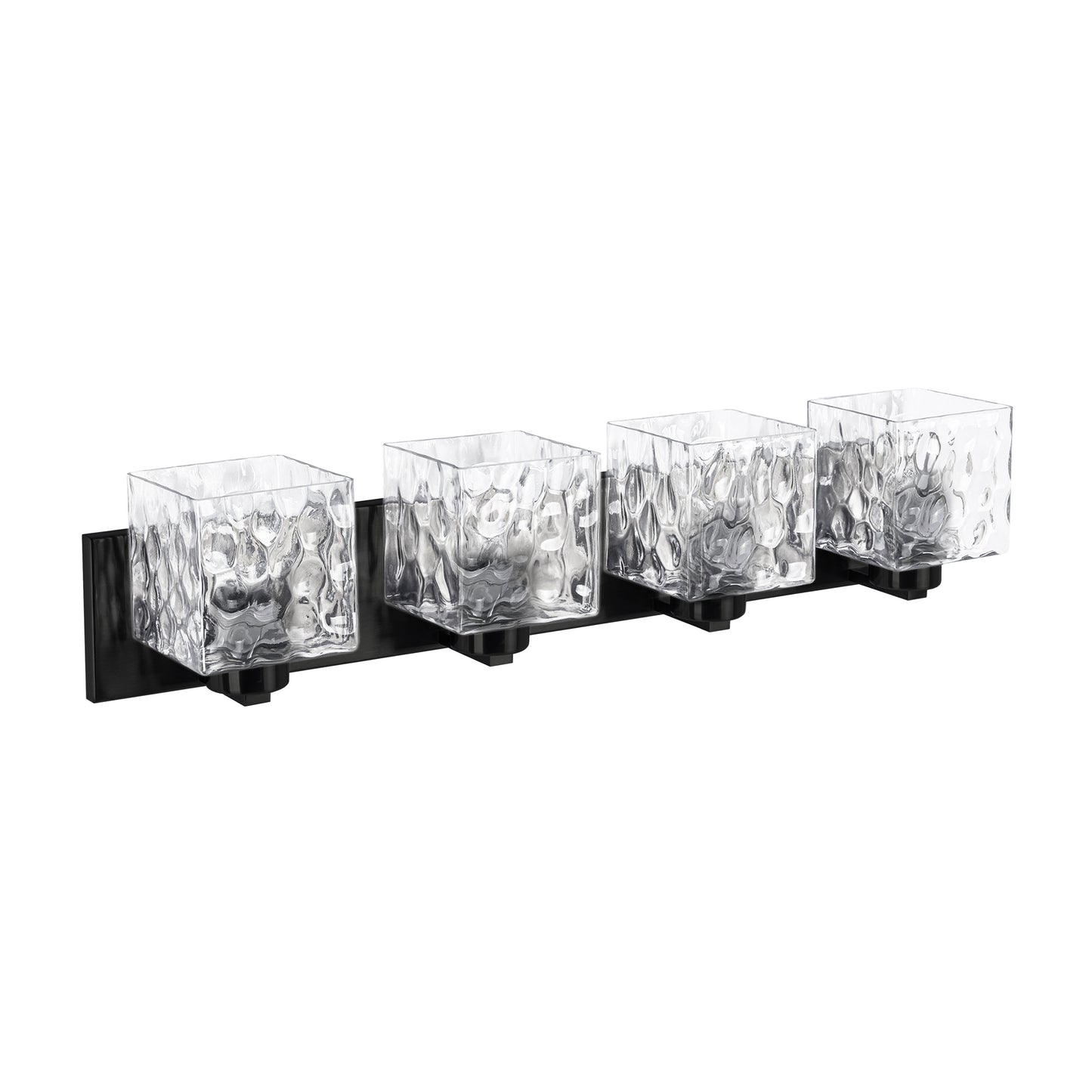 Dainolite 4 Light Vanity in Matte Black w/ Clear Water Glass
