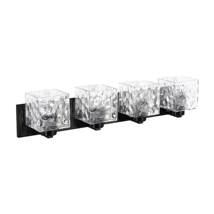 Dainolite 4 Light Vanity in Matte Black w/ Clear Water Glass