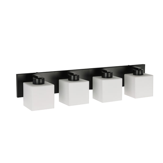 Dainolite 4 Light Vanity Matte Black with White Opal Glass