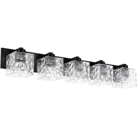 Dainolite 5 Light Vanity in Matte Black w/ Clear Water Glass