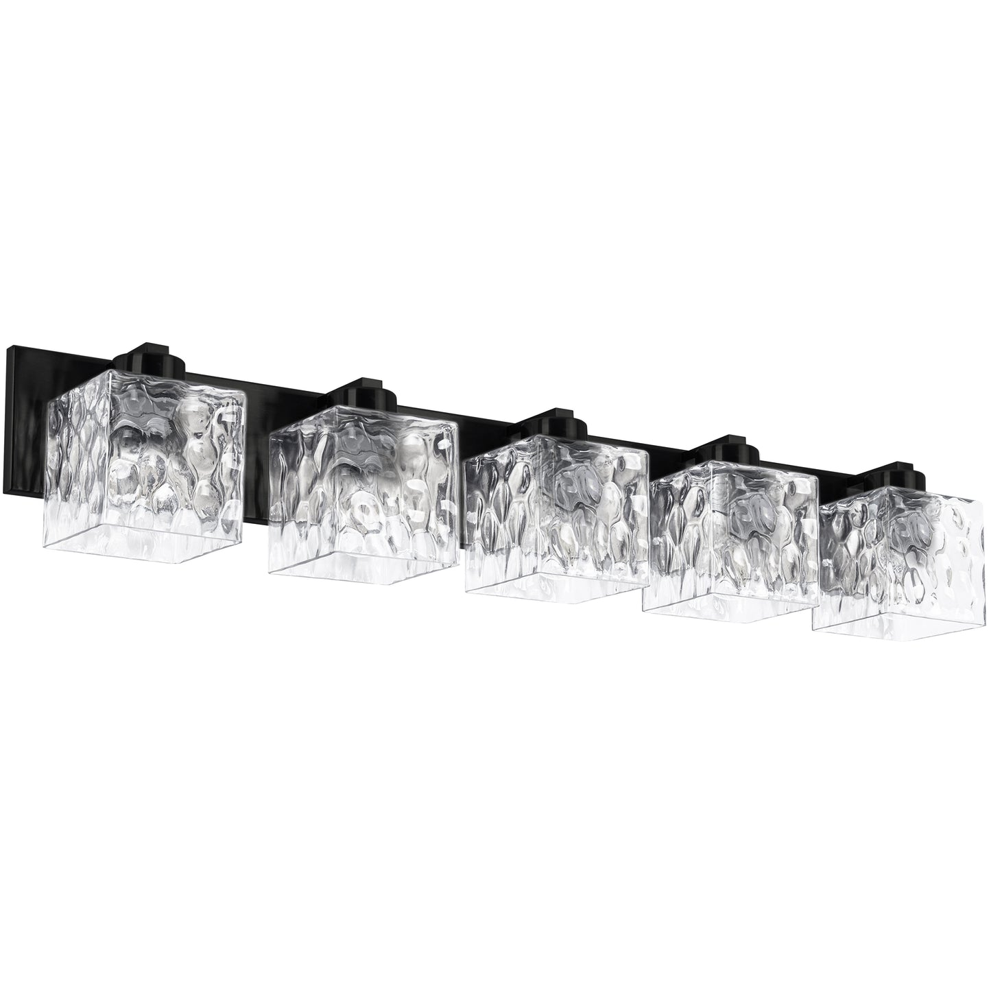 Dainolite 5 Light Vanity in Matte Black w/ Clear Water Glass