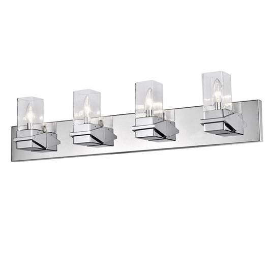 Dainolite 4 Light Incandescent Vanity, Polished Chrome w/ Clear Glass