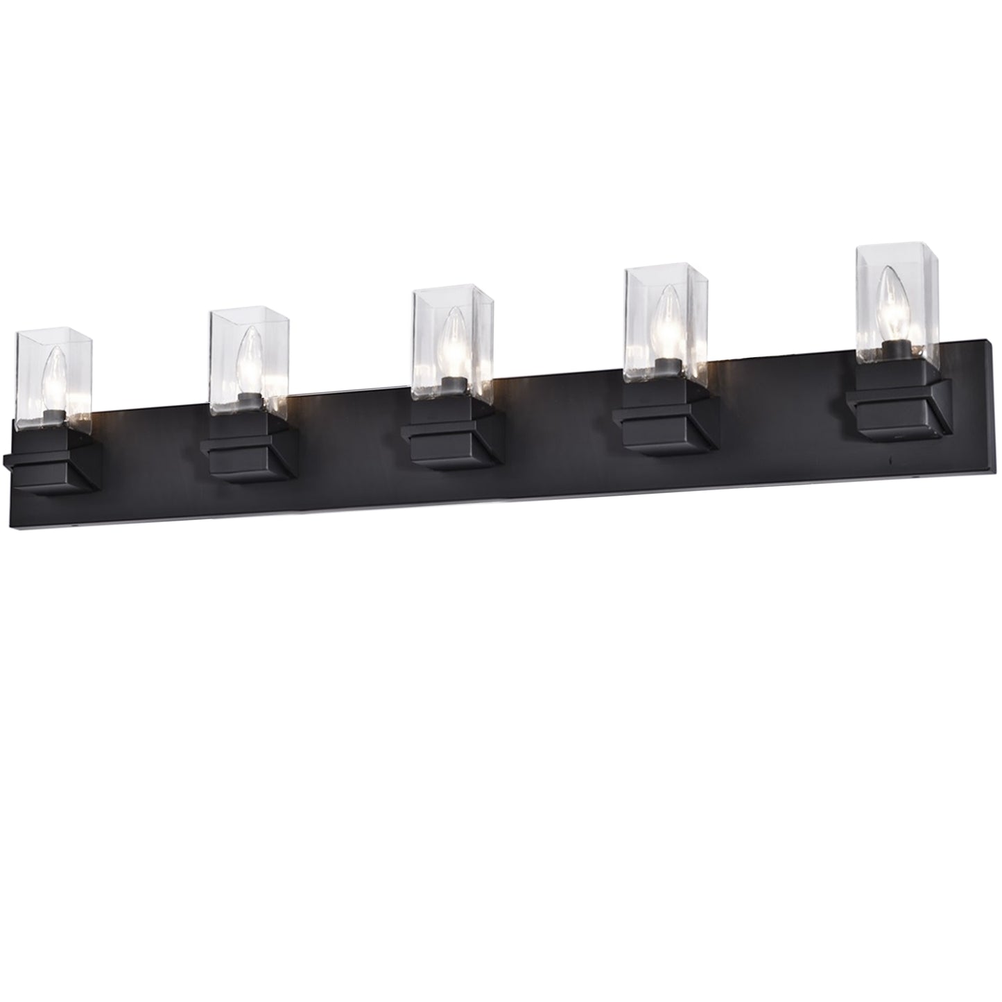 Dainolite 5 Light Incandescent Vanity, Matte Black w/ Clear Glass