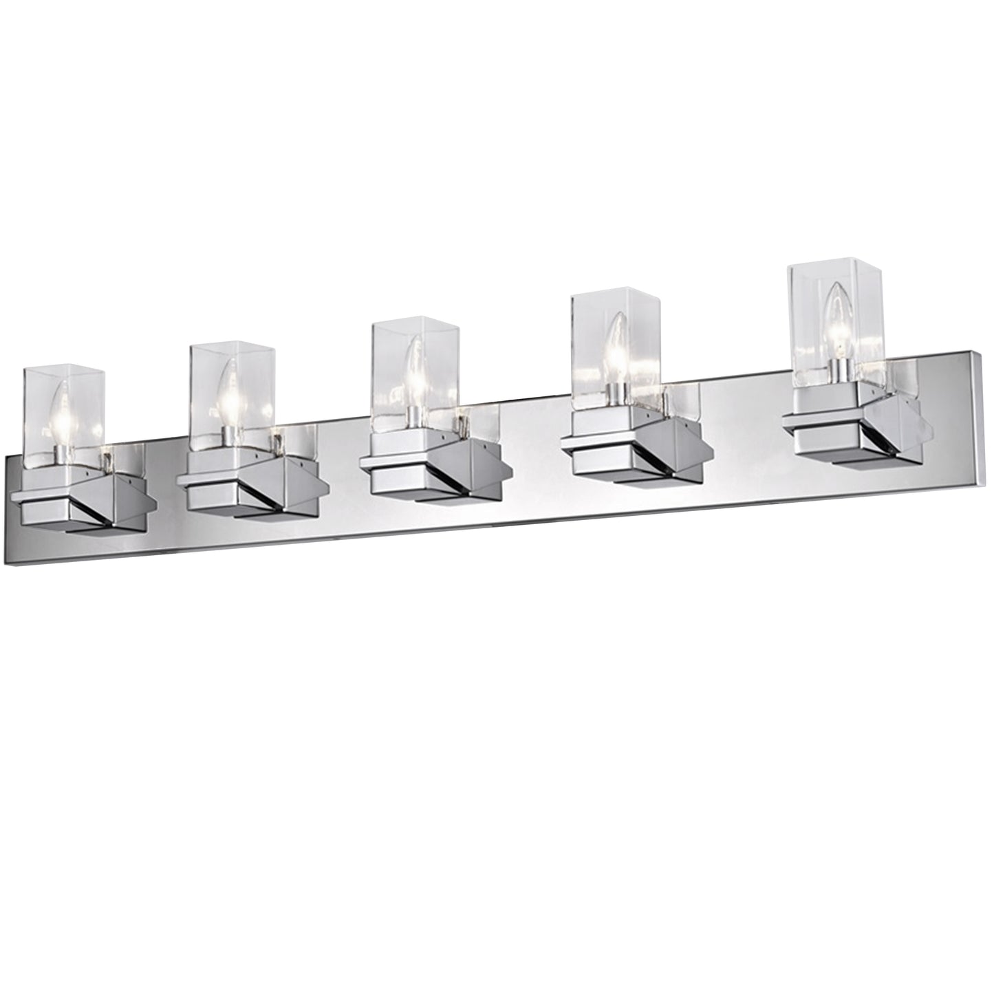 Dainolite 5 Light Incandescent Vanity, Polished Chrome w/ Clear Glass