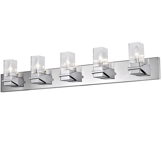 Dainolite 5 Light Incandescent Vanity, Polished Chrome w/ Clear Glass