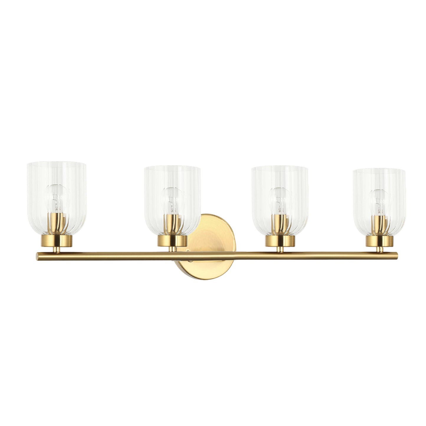 Dainolite 4 Light Incandescent Vienna Vanity Aged Brass w/ Clear Ribbed Glass