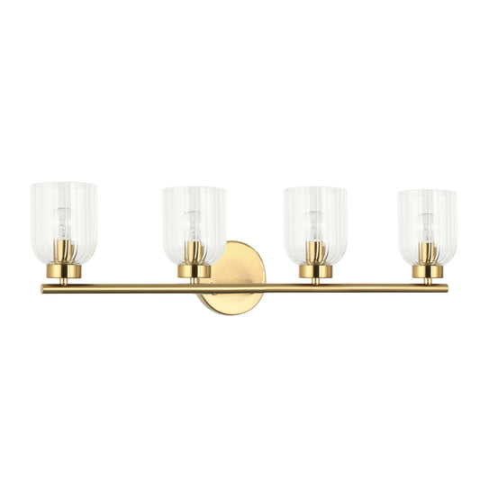 Dainolite 4 Light Incandescent Vienna Vanity Aged Brass w/ Clear Ribbed Glass