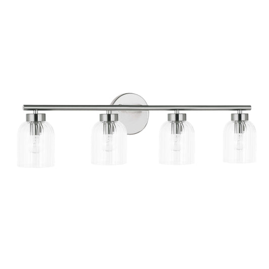 Dainolite 4 Light Incandescent Vienna Vanity Polished Chrome w/ Clear Ribbed Glass