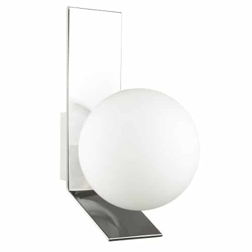 Dainolite VMT-81W-PC 1 Light Halogen Wall Sconce, Polished Chrome w/ Opal White Glass