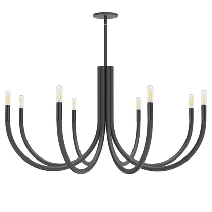 Dainolite 8 Light Incandescent Chandelier, Matte Black