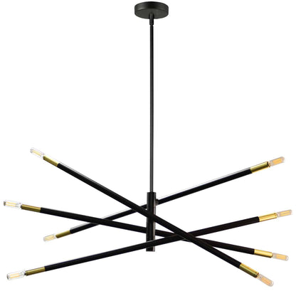 Dainolite 8 Light Incandescent Pendant, Matte Black & Aged Brass