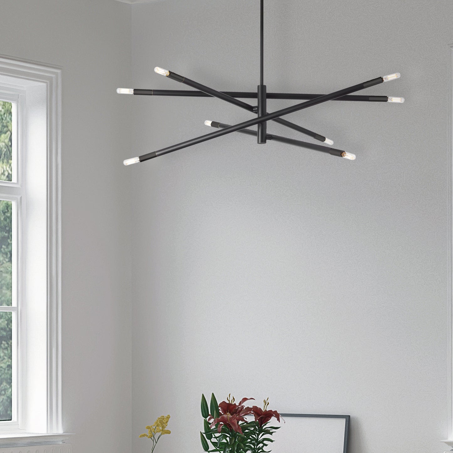 Dainolite 8 Light Incandescent Pendant, Matte Black