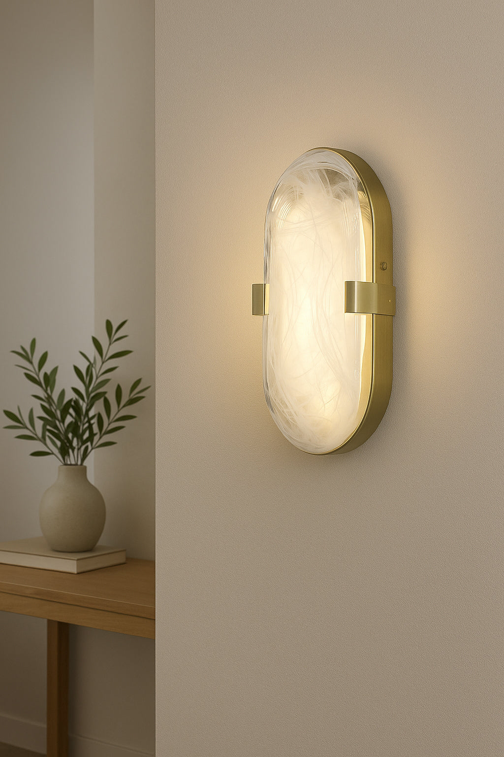 Dainolite 15W Aged Brass Wall Sconce with Alabaster Glass