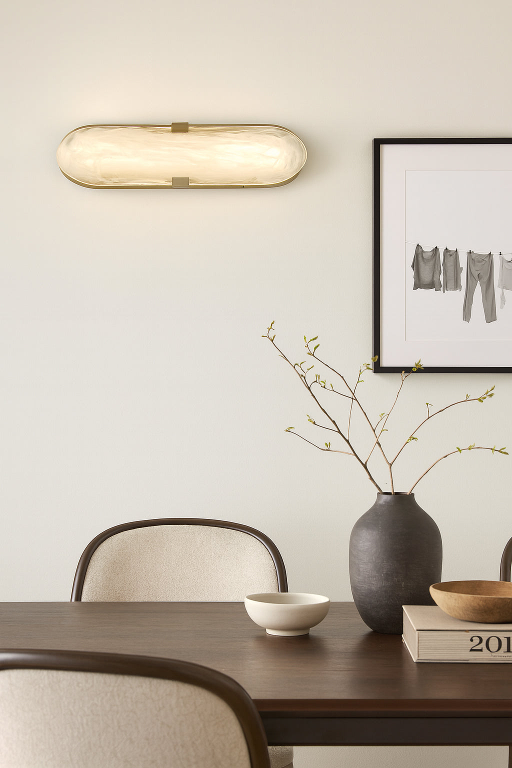 Dainolite 20W Wall Sconce Aged Brass with Alabaster Glass