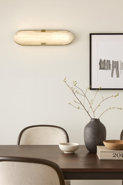 Dainolite 20W Wall Sconce Aged Brass with Alabaster Glass