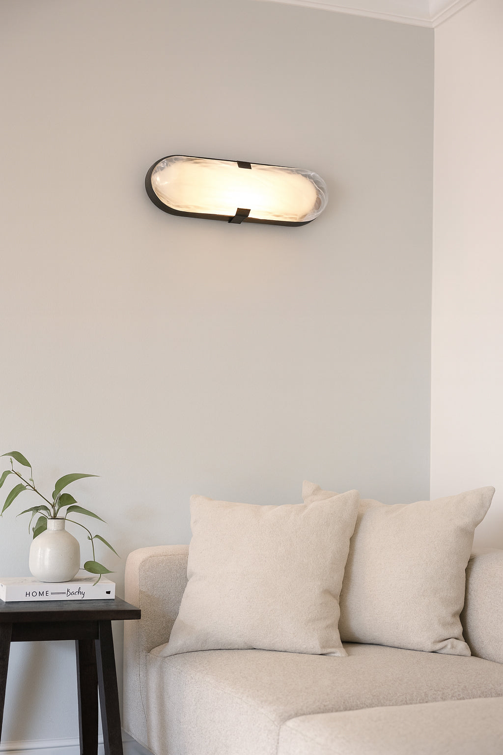 Dainolite 20W Wall Sconce Matte Black with Alabaster Glass
