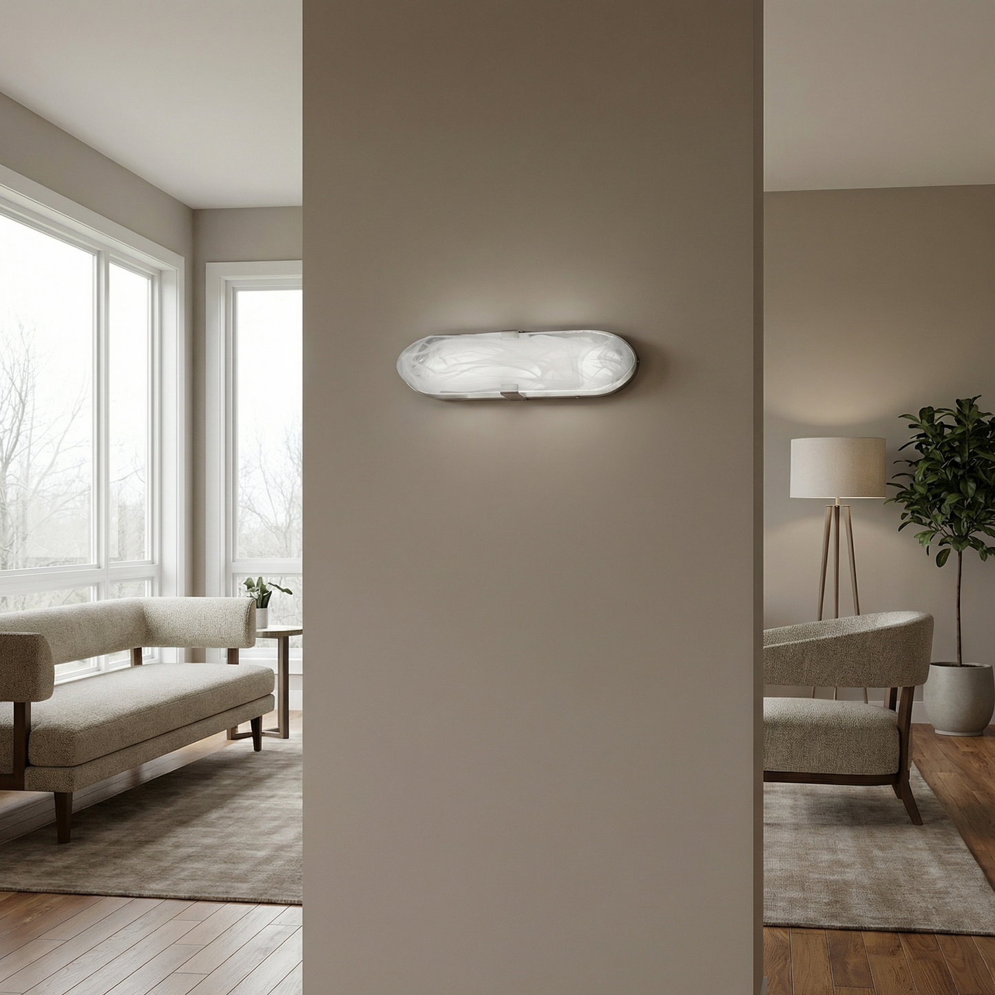 Dainolite 20W Wall Sconce Polished Chrome with Alabaster Glass