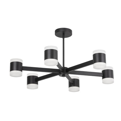 Dainolite 84W Chandelier, Matte Black w/ Frosted Acrylic Diffuser