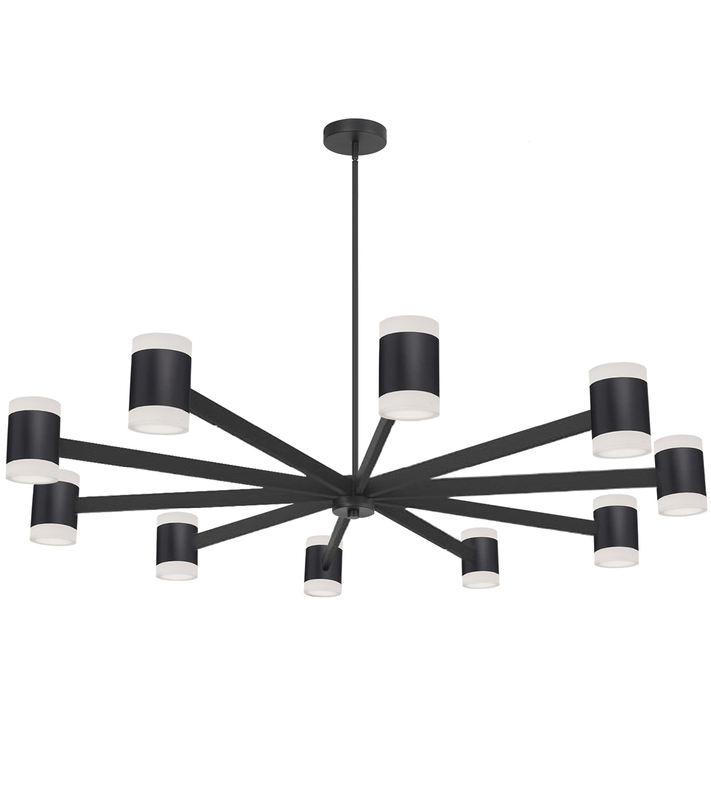 Dainolite 84W Chandelier, Matte Black w/ Frosted Acrylic Diffuser