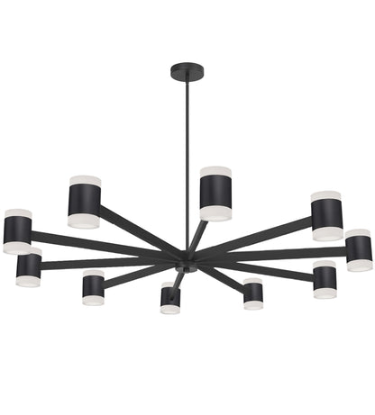Dainolite 84W Chandelier, Matte Black w/ Frosted Acrylic Diffuser