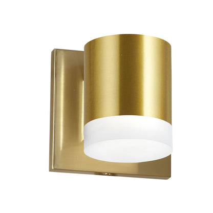 Dainolite 7W Wall Sconce, Aged Brass w/ Frosted Acrylic Diffuser