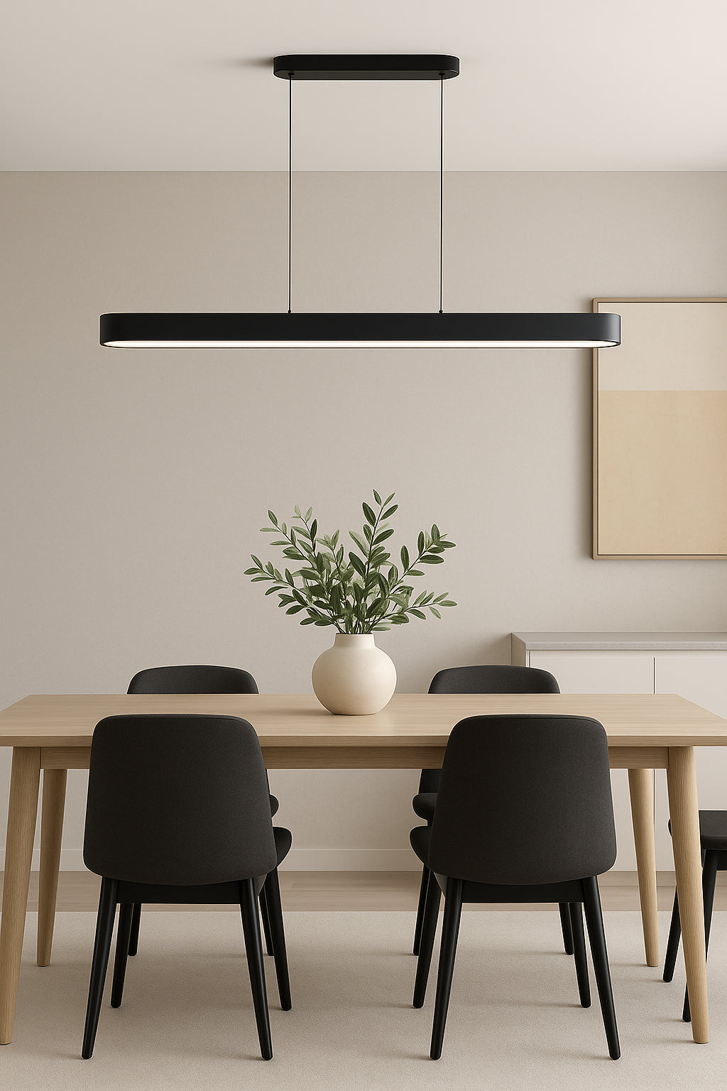 Dainolite 60W Matte Black Horizontal Pendant w/ Faux Alabaster