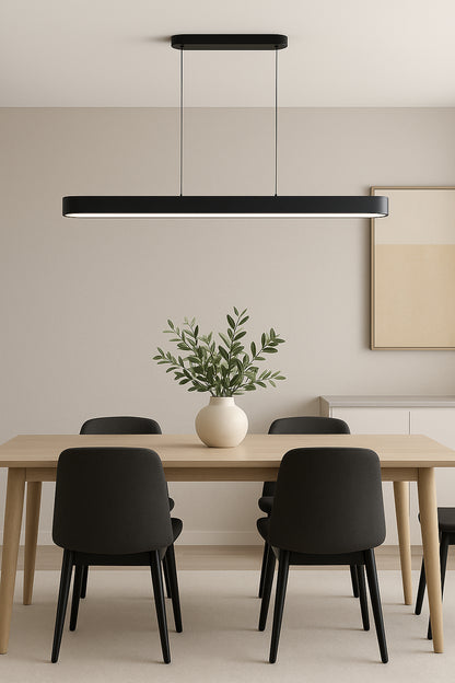 Dainolite 60W Matte Black Horizontal Pendant w/ Faux Alabaster