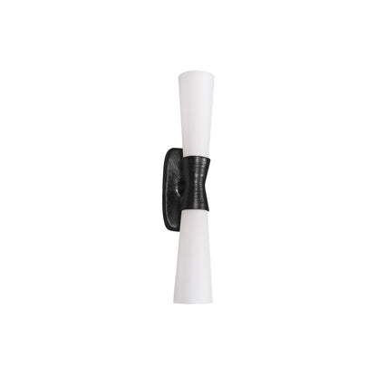 Dainolite 2 Light Wall Sconce in Matte Black w/ Opal Glass