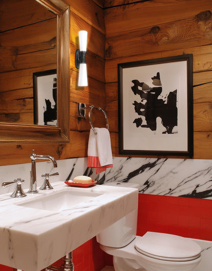 Dainolite 2 Light Wall Sconce in Matte Black w/ Opal Glass