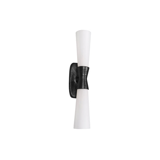 Dainolite 2 Light Wall Sconce in Matte Black w/ Opal Glass