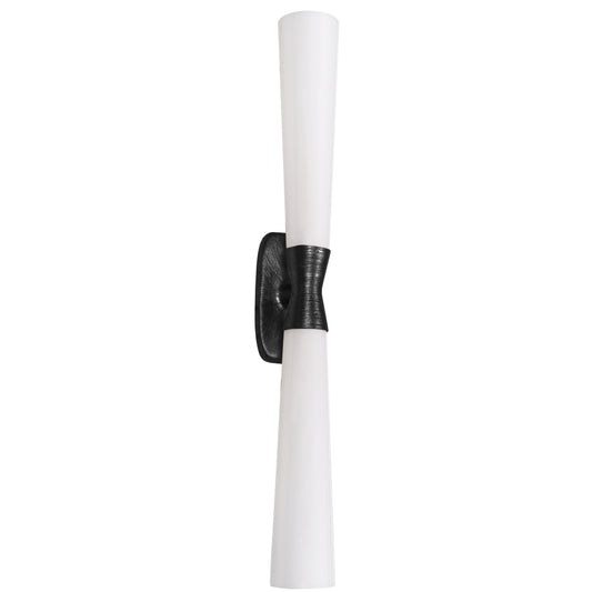 Dainolite 2 Light Wall Sconce in Matte Black w/ Opal Glass