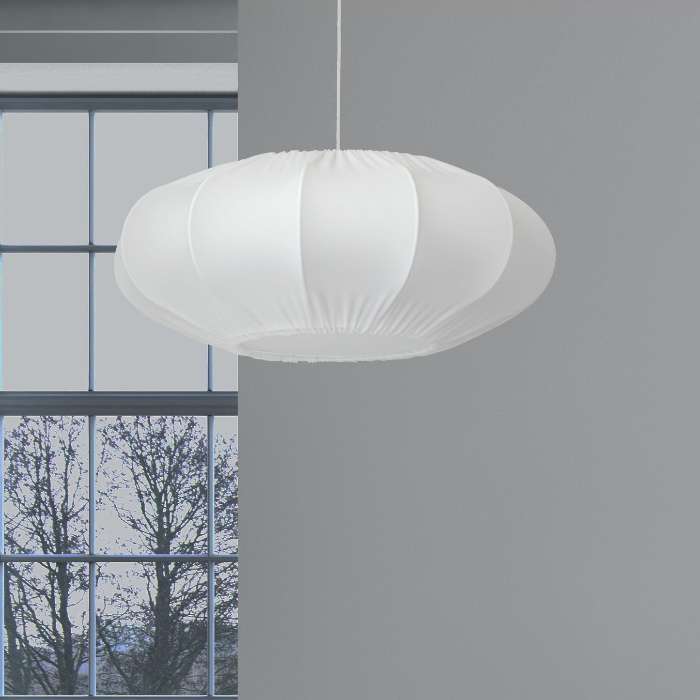 Dainolite 1 Light Zoey Pendant Lycra White Shade, Fabric Diffuser, White