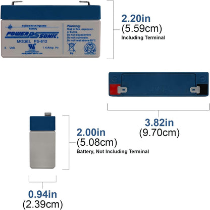 Power Sonic PS-612 6 Volt 1.4Ah Rechargeable Sealed Lead Acid Battery