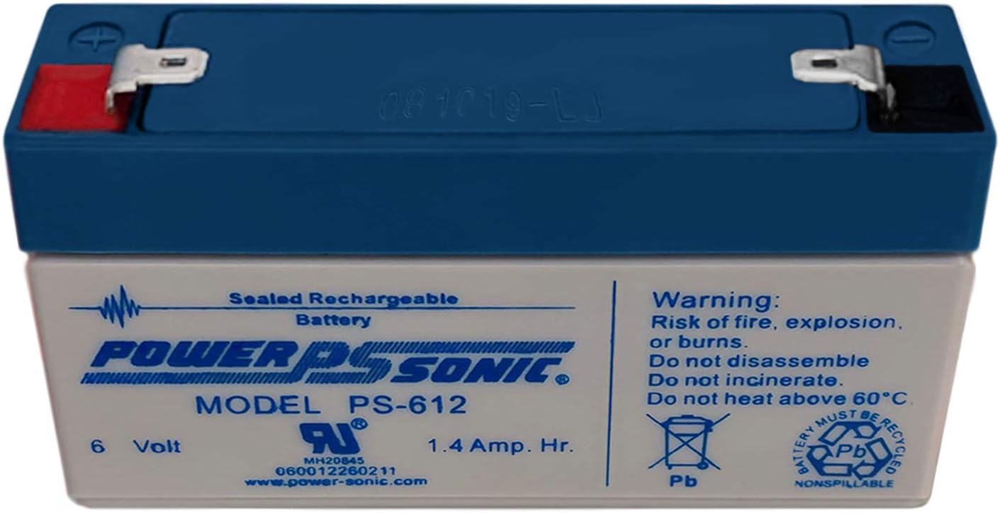 Power Sonic PS-612 6 Volt 1.4Ah Rechargeable Sealed Lead Acid Battery