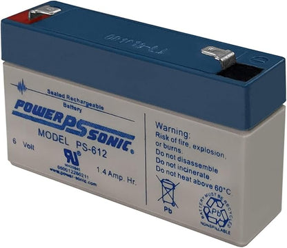 Power Sonic PS-612 6 Volt 1.4Ah Rechargeable Sealed Lead Acid Battery