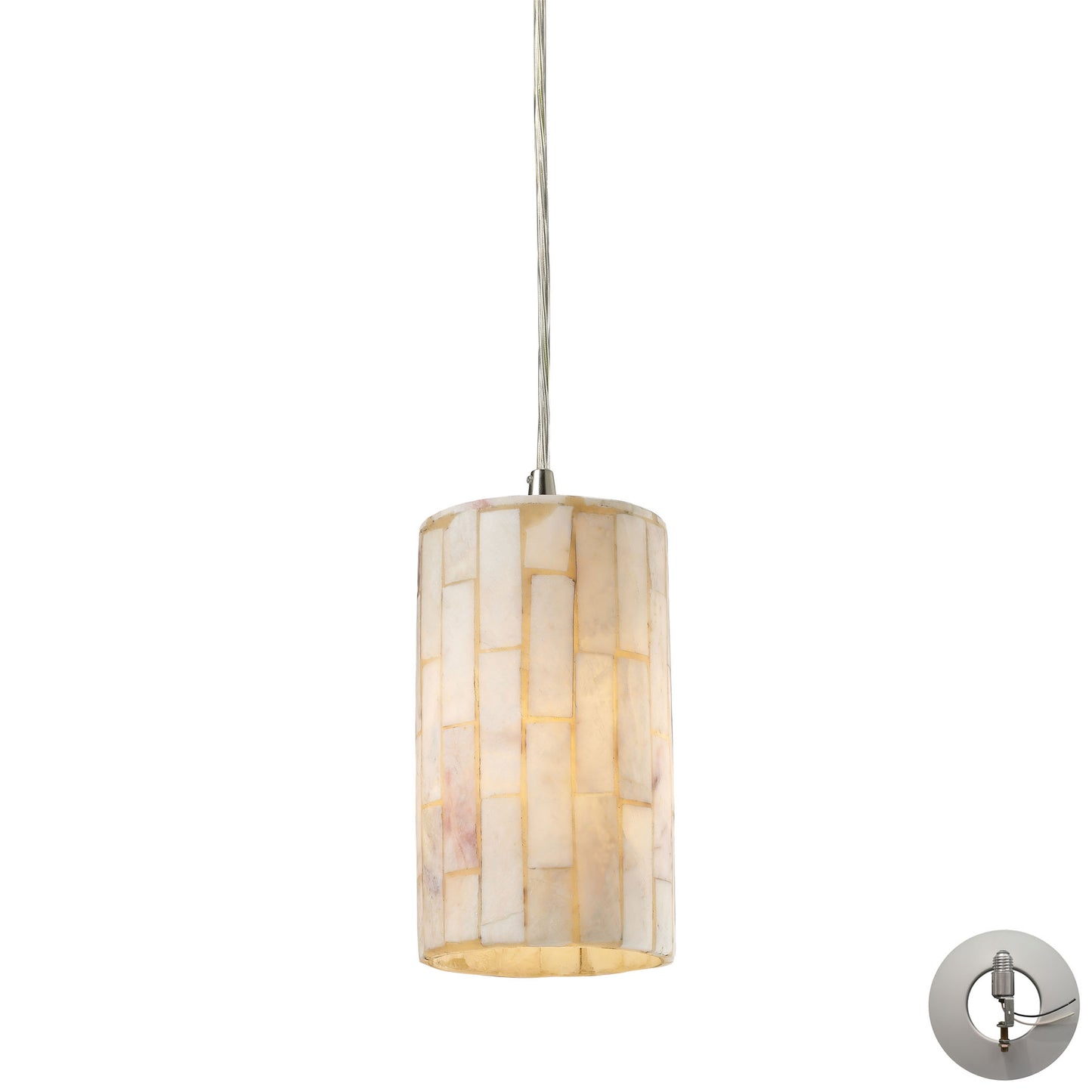 Coletta 1-Light Mini Pendant in Satin Nickel with Genuine Stone Shade - Includes Adapter Kit