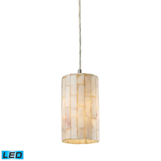 Coletta 1-Light Mini Pendant in Satin Nickel with Genuine Stone Shade - Includes LED Bulb