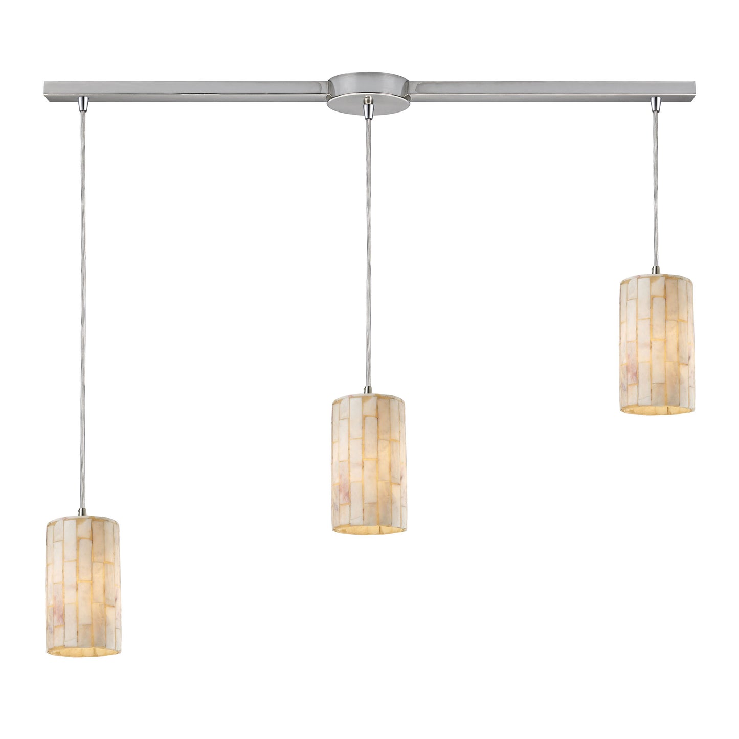 Coletta 3-Light Linear Pendant Fixture in Satin Nickel with Genuine Stone Shade