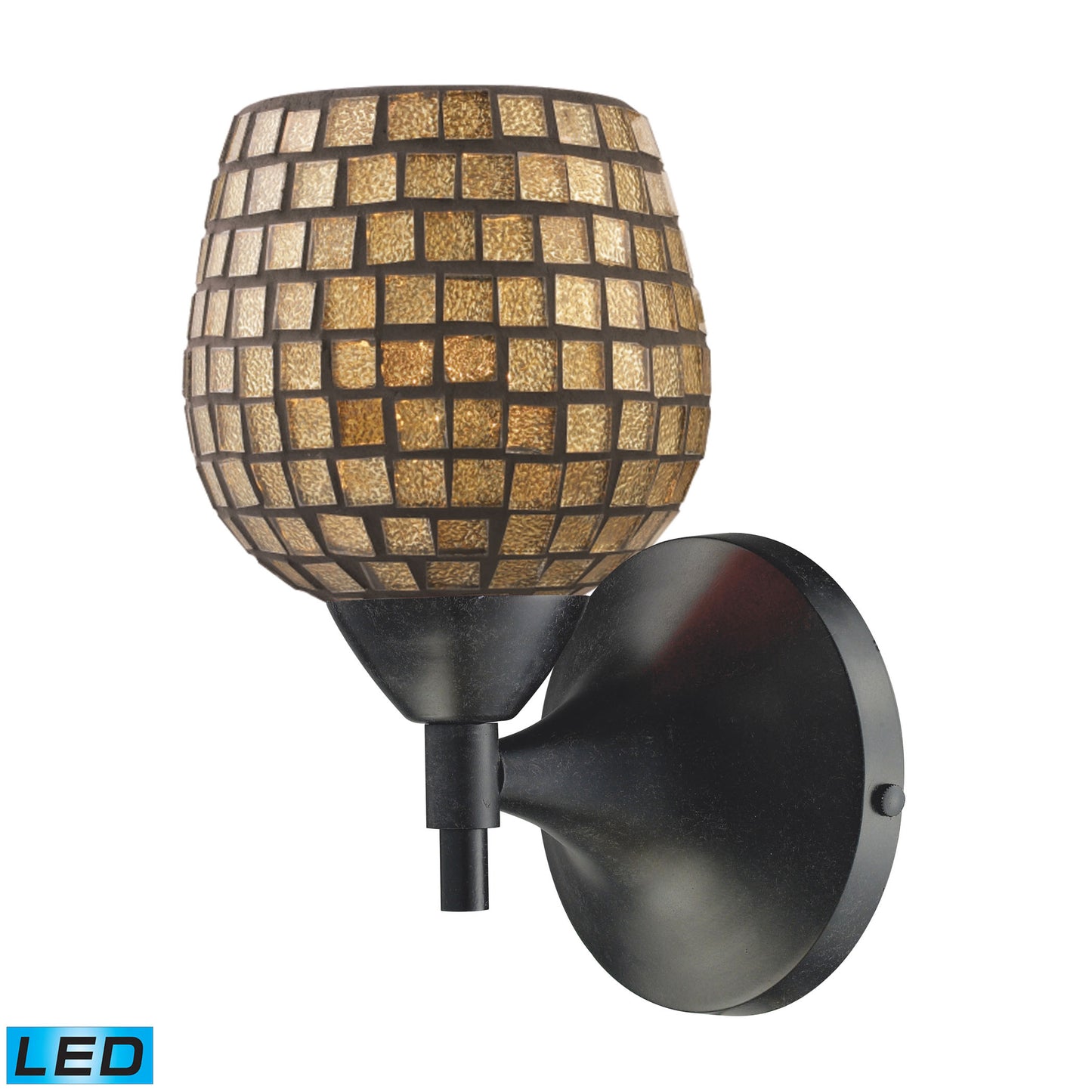 Celina 1-Light Wall Lamp in Dark Rust with Gold Mosaic Glass - Includes LED Bulb