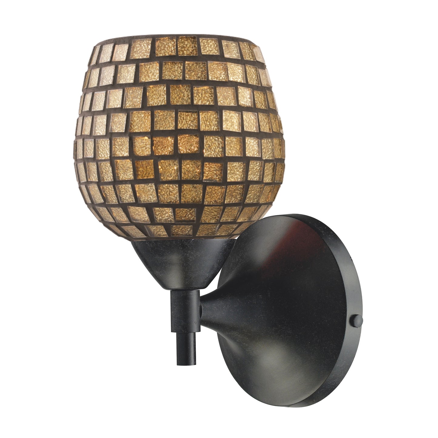 Celina 1-Light Wall Lamp in Dark Rust with Gold Mosaic Glass
