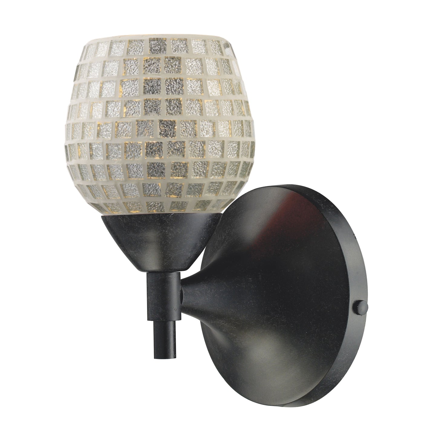 Celina 1-Light Wall Lamp in Dark Rust with Silver Glass
