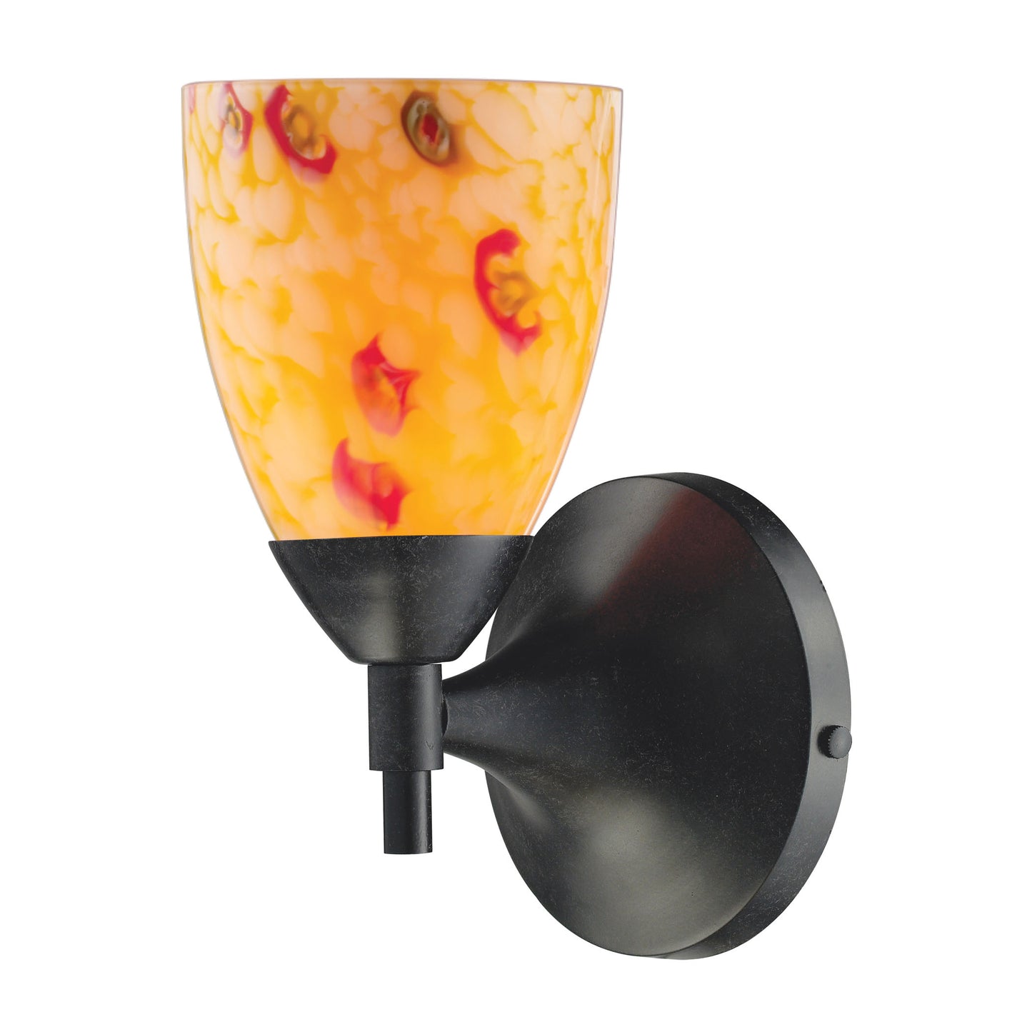 Celina 1-Light Wall Lamp in Dark Rust with Yellow Glass
