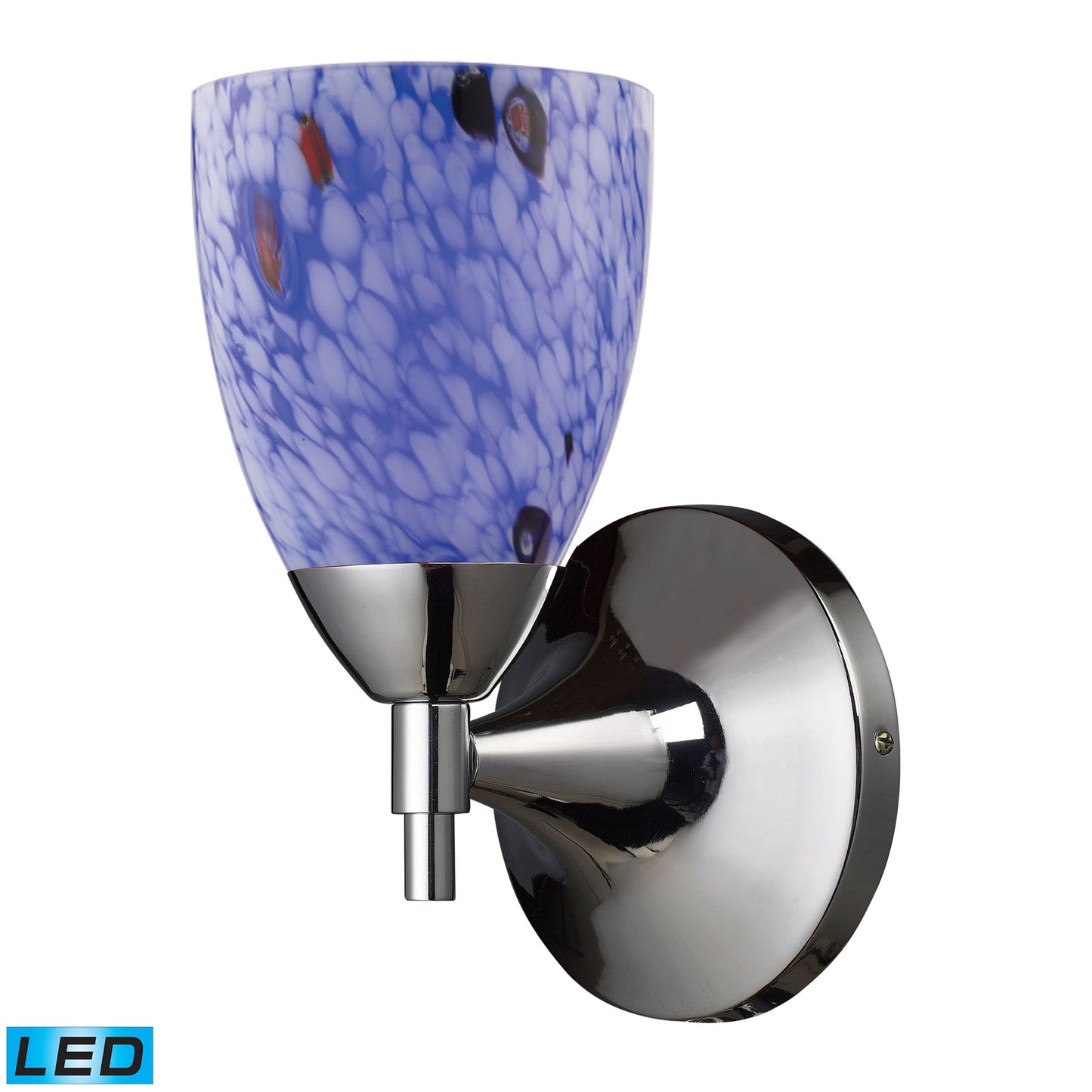 Celina 1-Light Wall Lamp in Polished Chrome with Starburst Blue Glass - Includes LED Bulb
