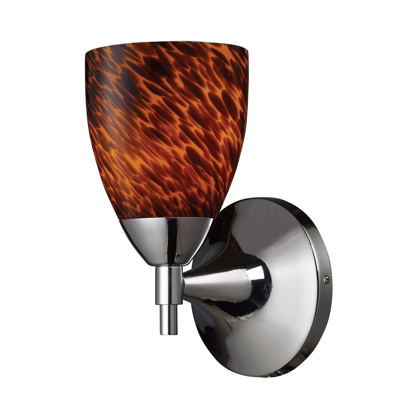 Celina 1-Light Wall Lamp in Polished Chrome with Espresso Glass