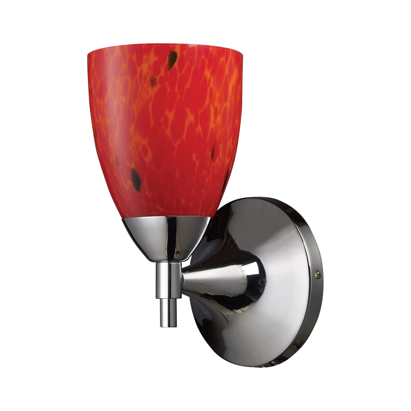 Celina 1-Light Wall Lamp in Polished Chrome with Fire Red Glass