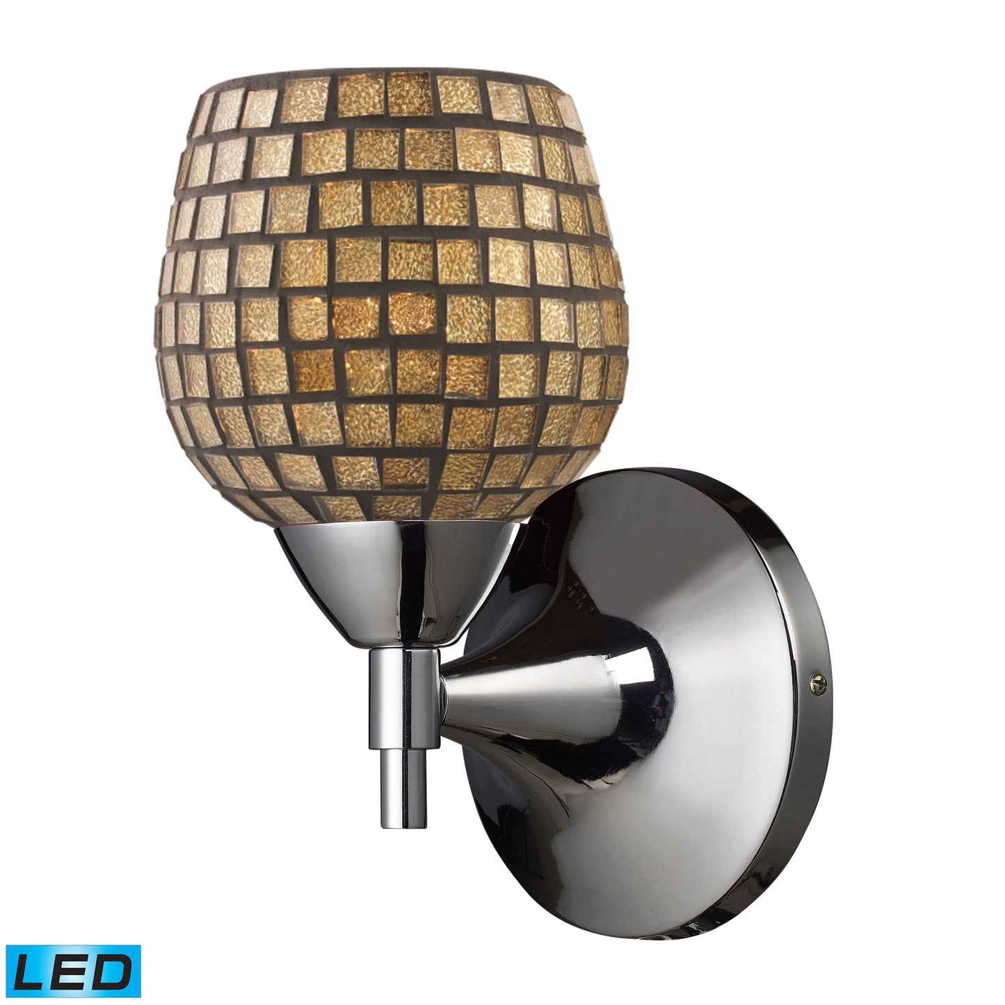 Celina 1-Light Wall Lamp in Polished Chrome with Gold Mosaic Glass - Includes LED Bulb