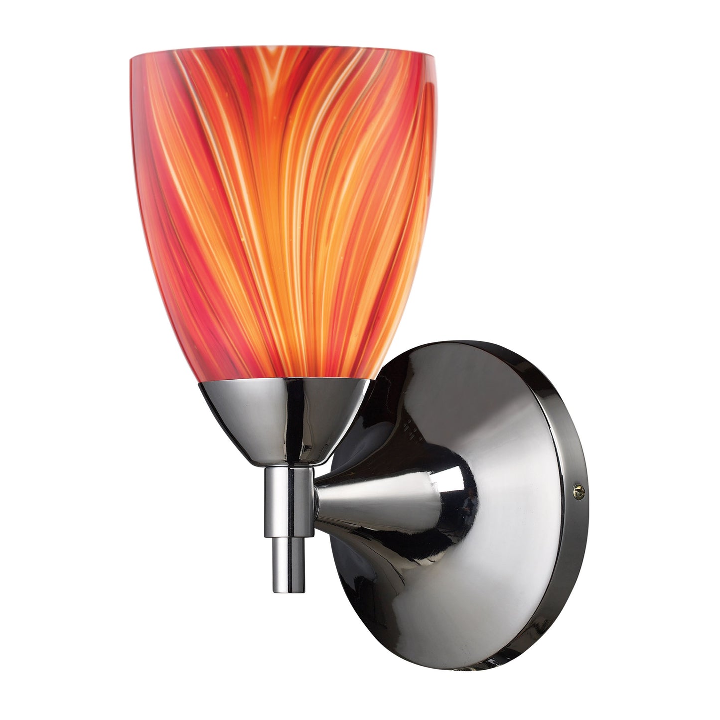 Celina 1-Light Wall Lamp in Polished Chrome with Multi-colored Glass