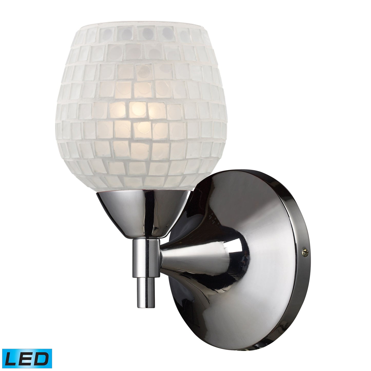 Celina 1-Light Wall Lamp in Polished Chrome with White Glass - Includes LED Bulb