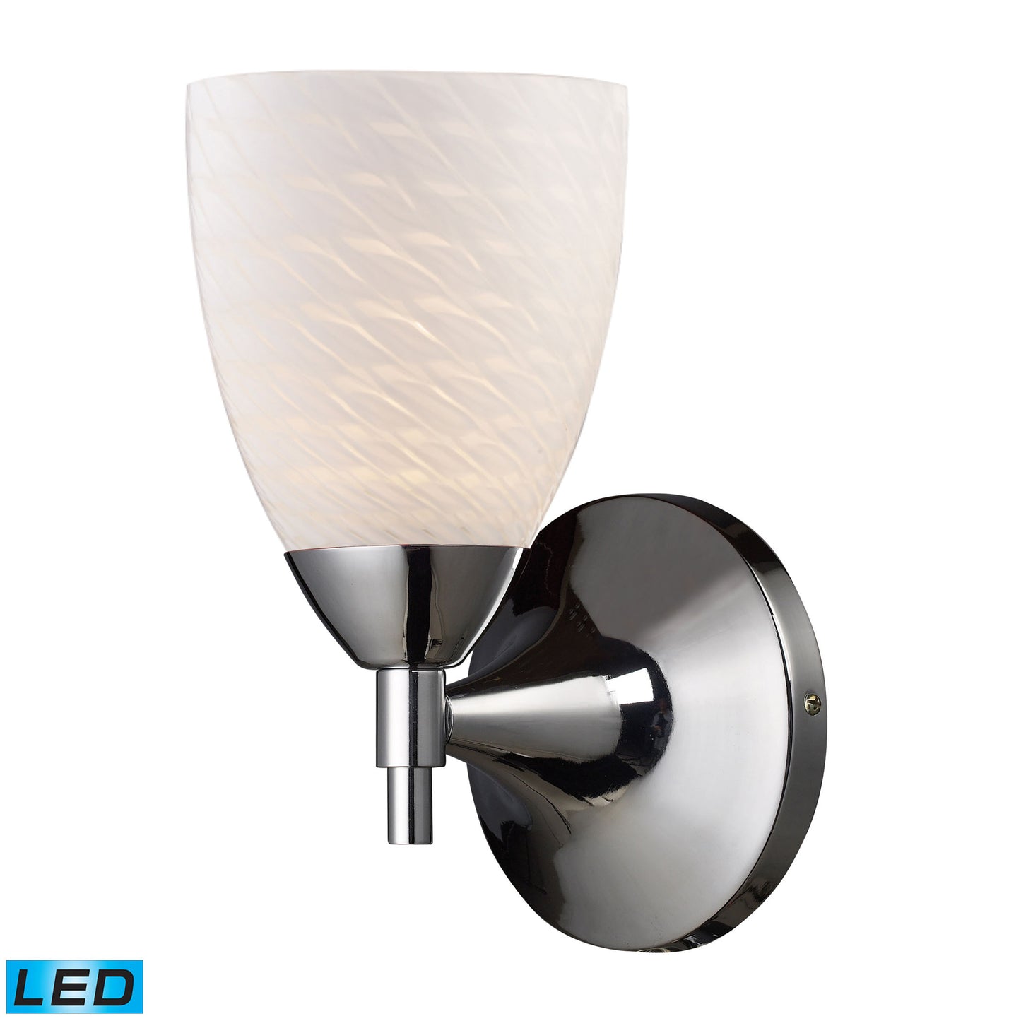 Celina 1-Light Wall Lamp in Polished Chrome with White Swirl Glass - Includes LED Bulb