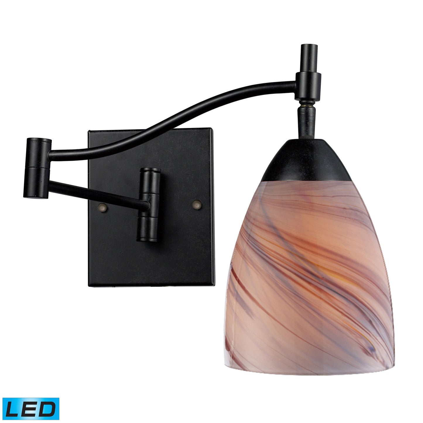 Celina 1-Light Swingarm Wall Lamp in Dark Rust with Creme Glass - Includes LED Bulb